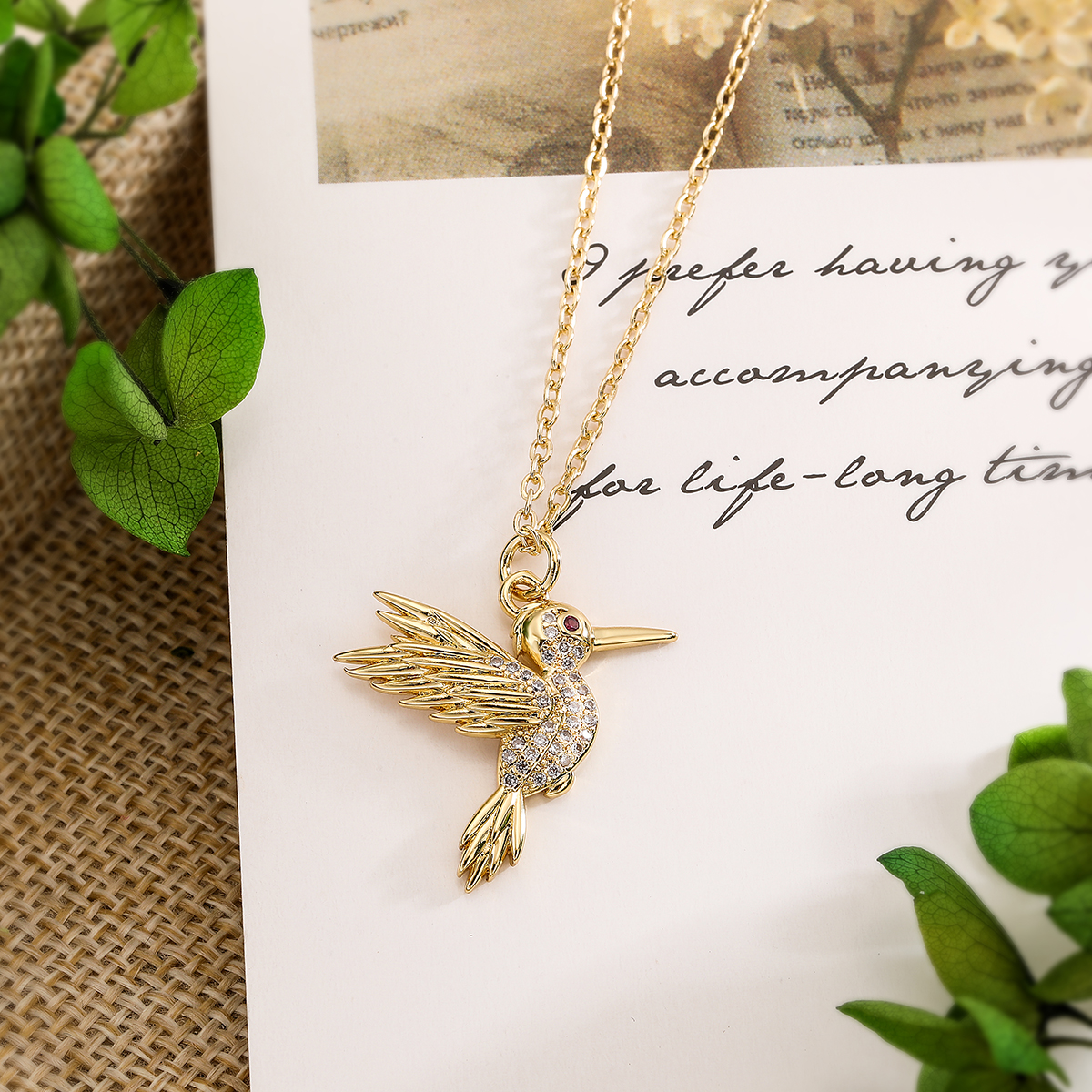 Modern Style Classic Style Bird Copper 18k Gold Plated Zircon Pendant Necklace In Bulk display picture 3