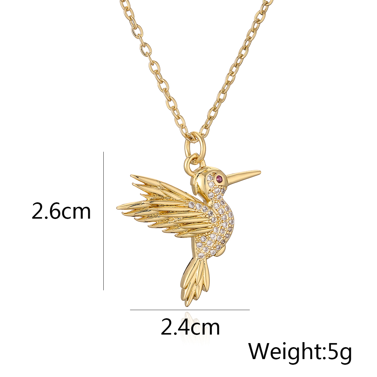 Modern Style Classic Style Bird Copper 18k Gold Plated Zircon Pendant Necklace In Bulk display picture 1