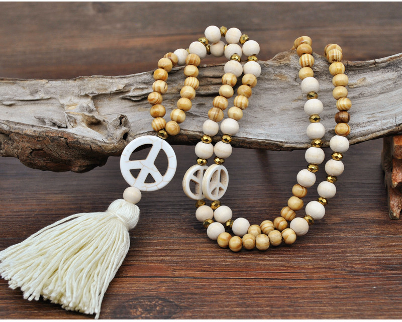 Vintage Style Ethnic Style Tassel Wood Beaded Handmade Women's Long Necklace display picture 2