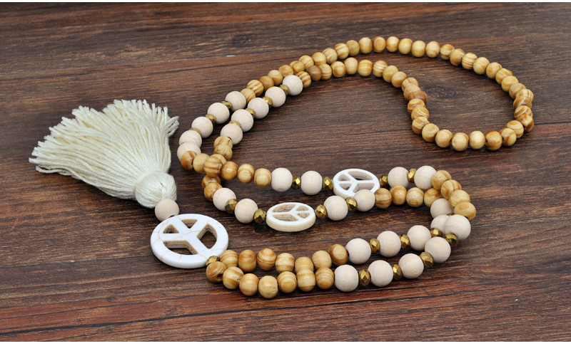 Vintage Style Ethnic Style Tassel Wood Beaded Handmade Women's Long Necklace display picture 3