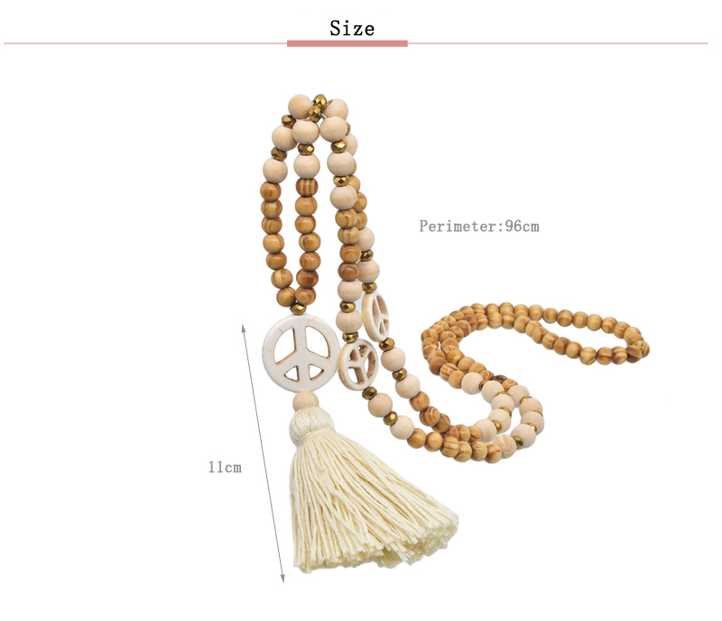 Vintage Style Ethnic Style Tassel Wood Beaded Handmade Women's Long Necklace display picture 4