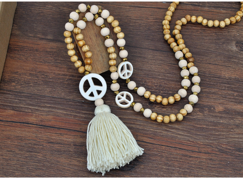 Vintage Style Ethnic Style Tassel Wood Beaded Handmade Women's Long Necklace display picture 8