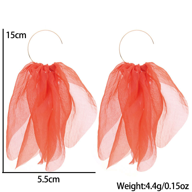 1 Pair Fairy Style Round Solid Color Petal Alloy Cloth Drop Earrings display picture 1