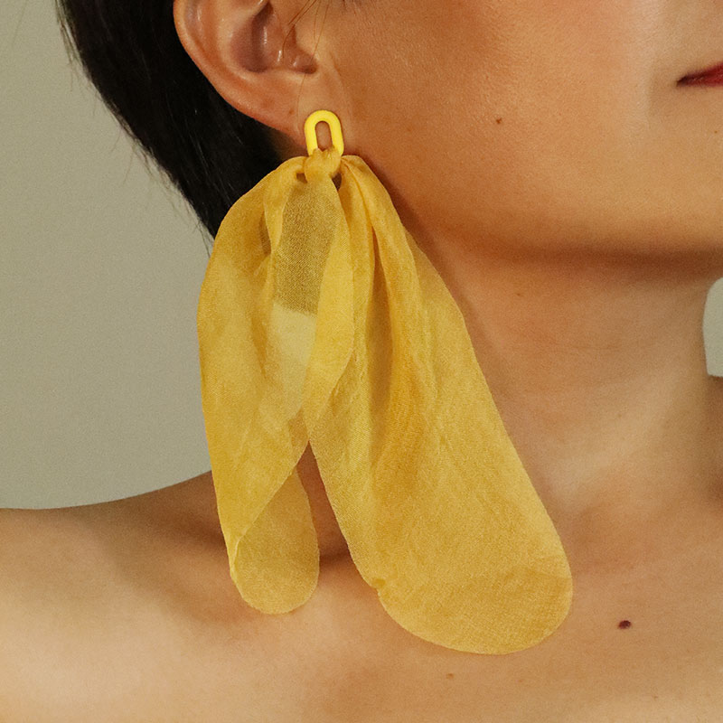 1 Pair Sweet Artistic Solid Color Cloth Drop Earrings display picture 8