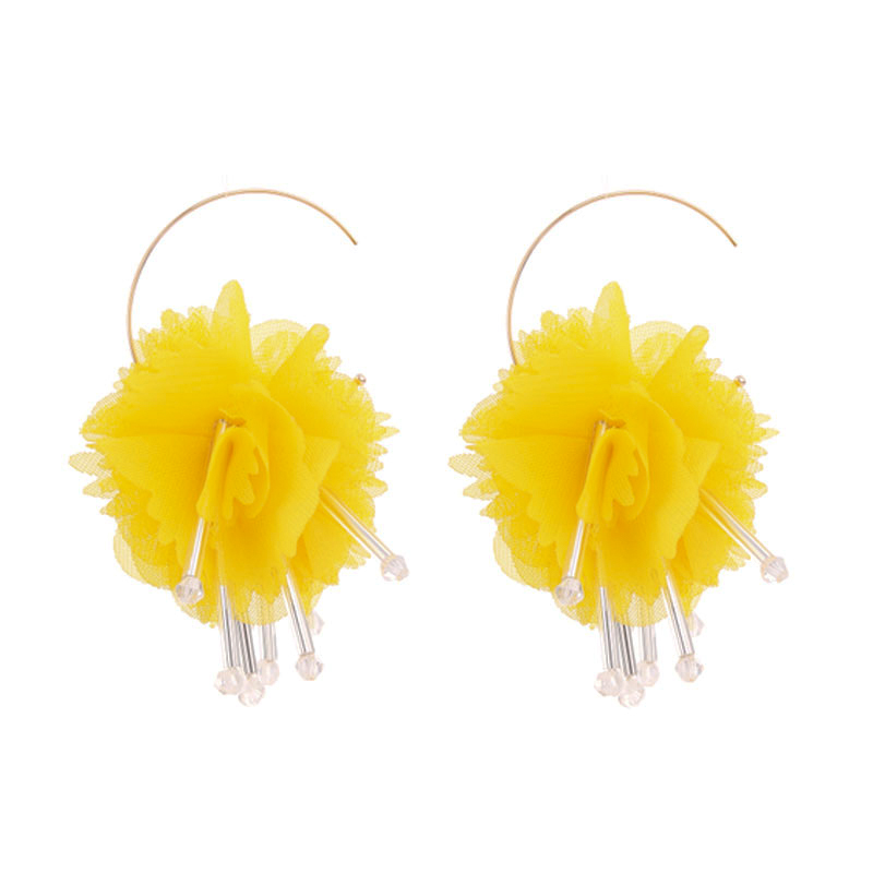 1 Pair Vacation Sweet Flower Alloy Cloth Drop Earrings display picture 11