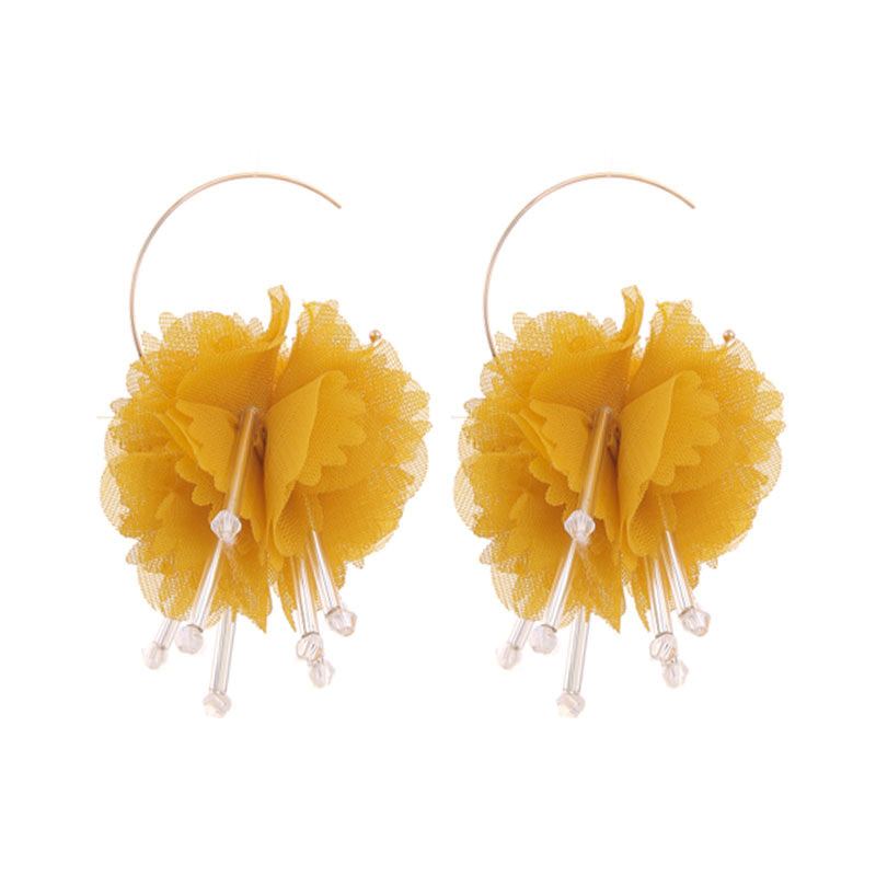 1 Pair Vacation Sweet Flower Alloy Cloth Drop Earrings display picture 12
