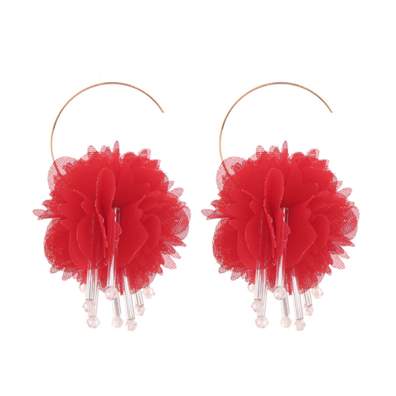 1 Pair Vacation Sweet Flower Alloy Cloth Drop Earrings display picture 10
