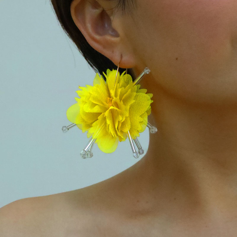 1 Pair Vacation Sweet Flower Alloy Cloth Drop Earrings display picture 3