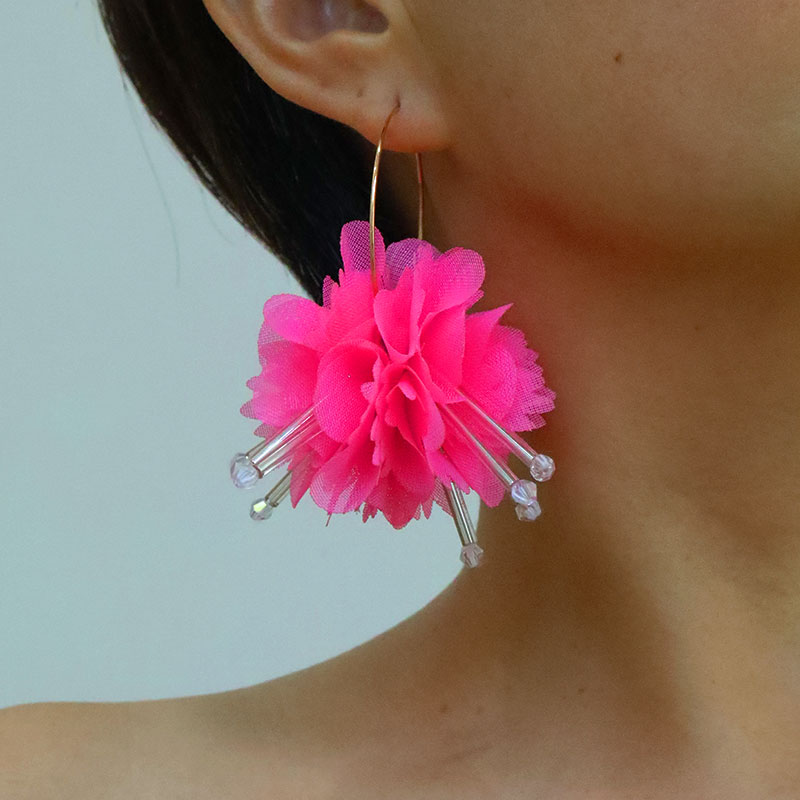 1 Pair Vacation Sweet Flower Alloy Cloth Drop Earrings display picture 4