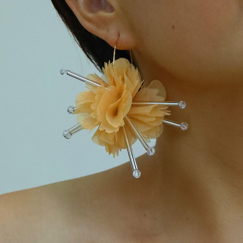 1 Pair Vacation Sweet Flower Alloy Cloth Drop Earrings display picture 5