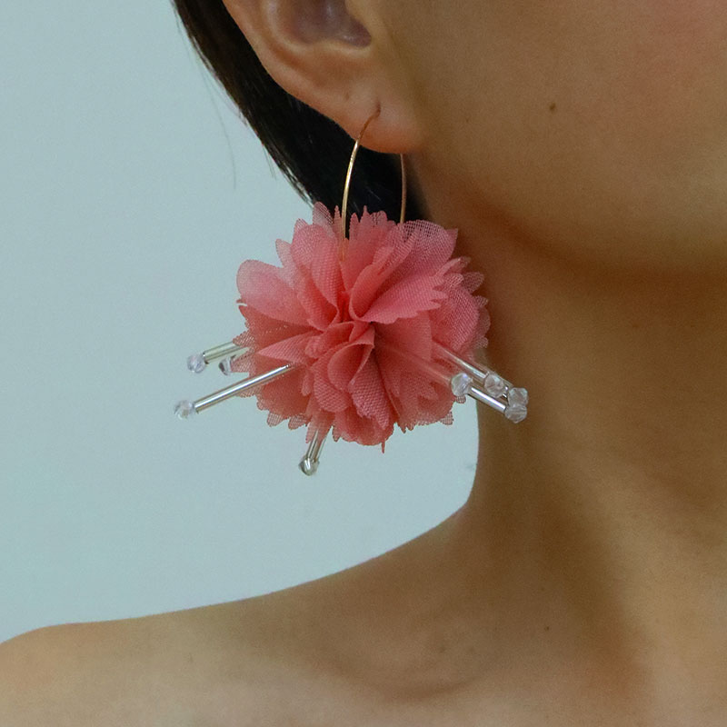 1 Pair Vacation Sweet Flower Alloy Cloth Drop Earrings display picture 6