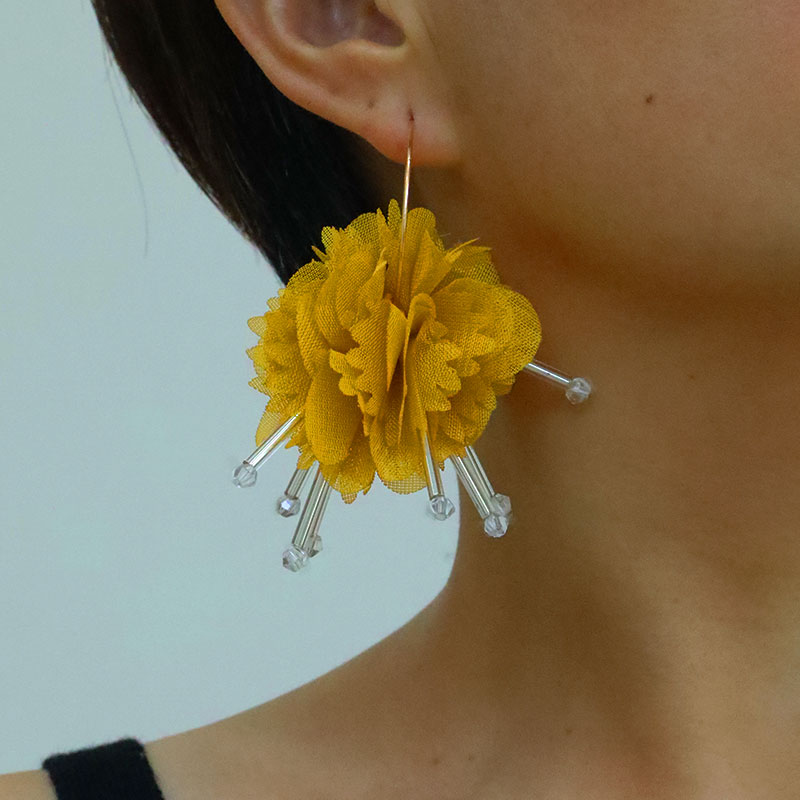 1 Pair Vacation Sweet Flower Alloy Cloth Drop Earrings display picture 7