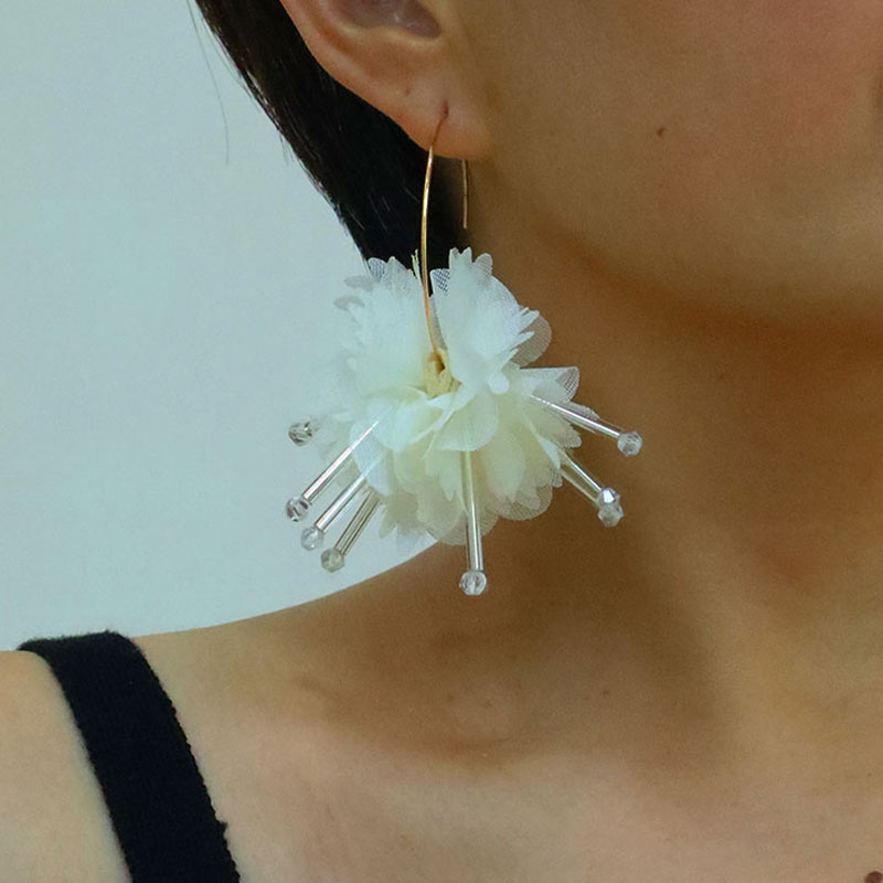 1 Pair Vacation Sweet Flower Alloy Cloth Drop Earrings display picture 9