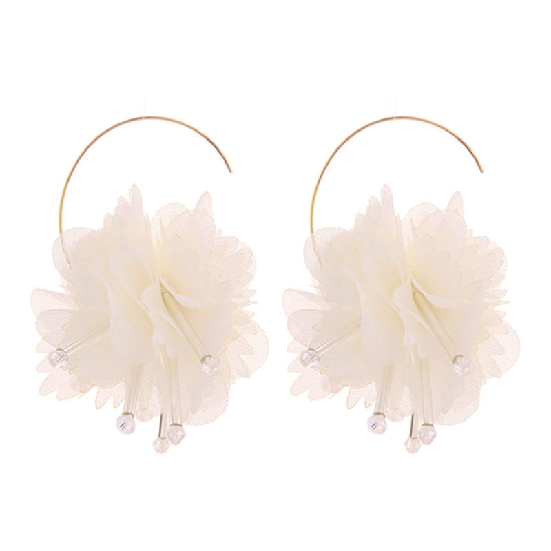 1 Pair Vacation Sweet Flower Alloy Cloth Drop Earrings display picture 15