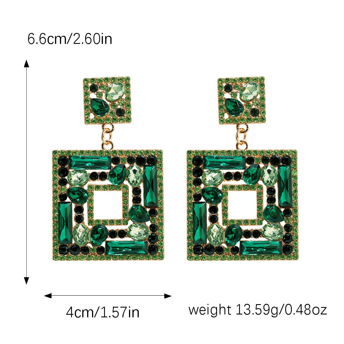 1 Pair Elegant Square Inlay Alloy Artificial Gemstones Drop Earrings display picture 5