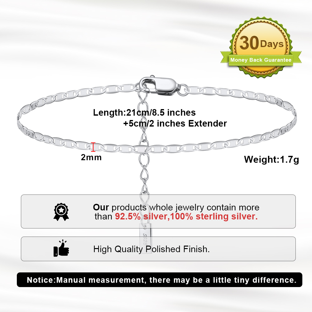 Beach Simple Style Solid Color Sterling Silver Plating 14k Gold Plated White Gold Plated Silver Plated Women's Anklet display picture 1