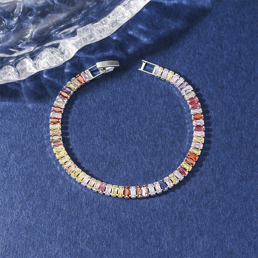 Elegant Shiny Rectangle Copper Inlay Zircon Bracelets display picture 1