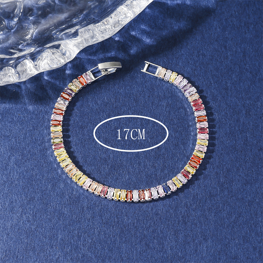 Elegant Shiny Rectangle Copper Inlay Zircon Bracelets display picture 2
