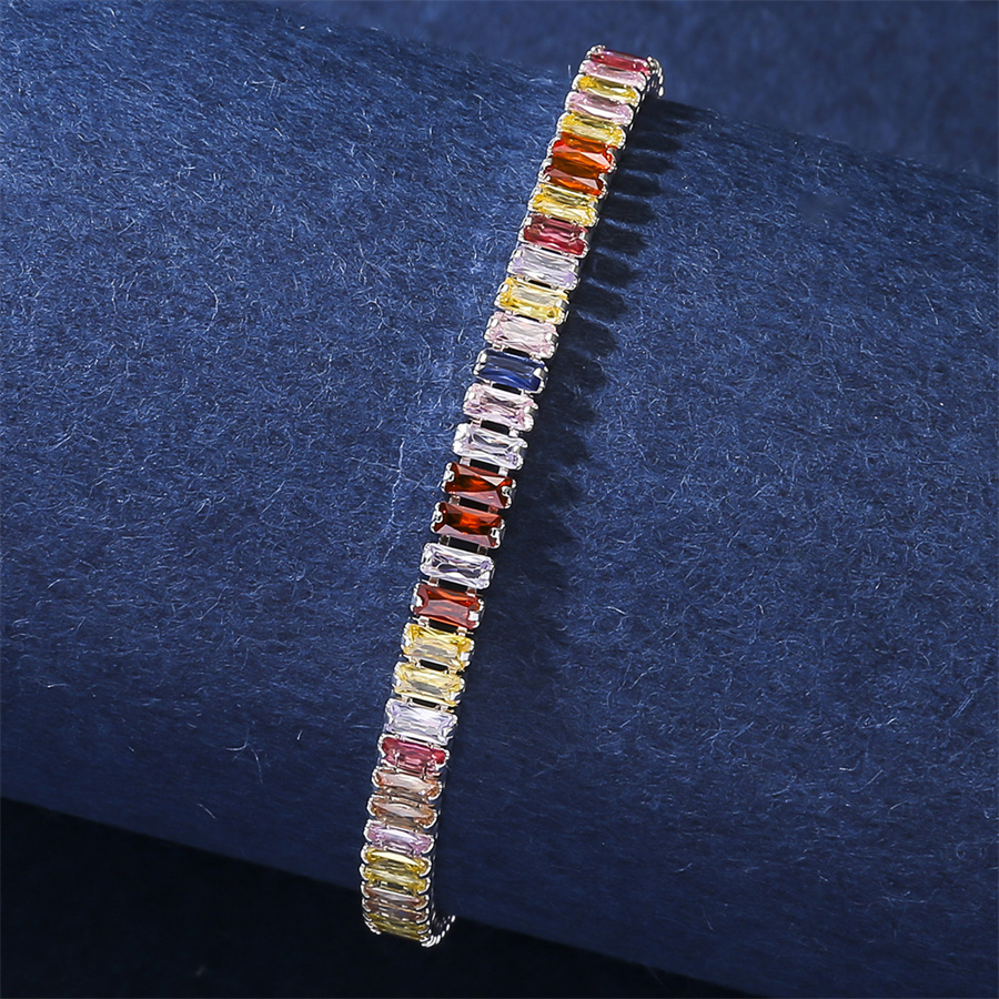 Elegant Shiny Rectangle Copper Inlay Zircon Bracelets display picture 4