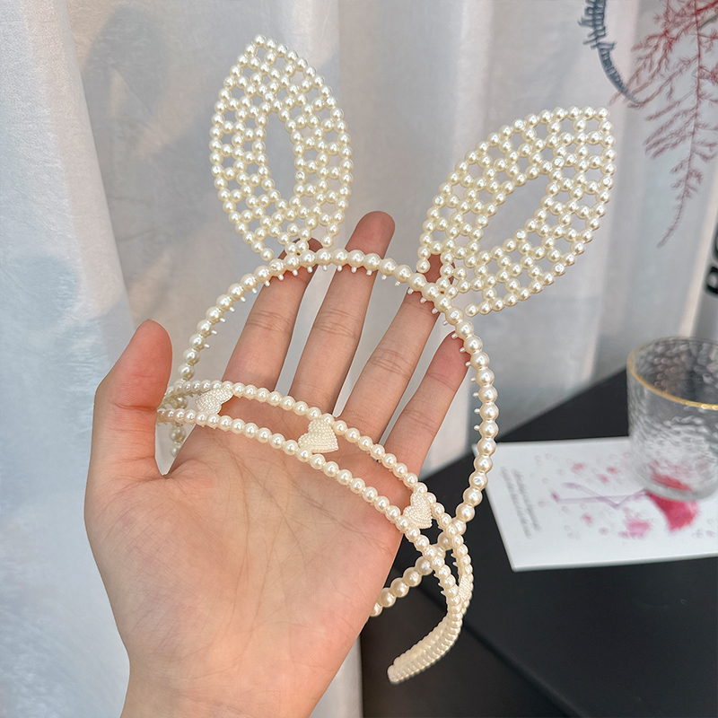 Cute Bunny Ears Heart Shape Arylic Hair Band display picture 3