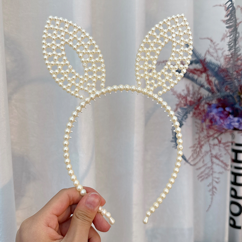 Cute Bunny Ears Heart Shape Arylic Hair Band display picture 7