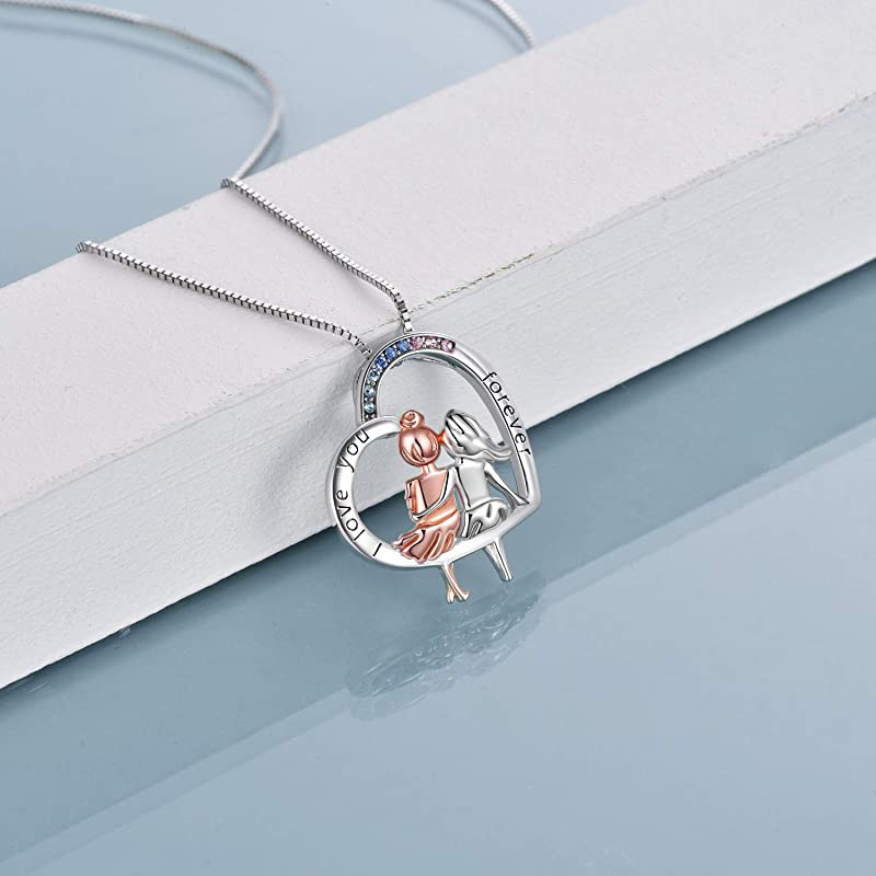 Elegant Sweet Human Letter Heart Shape Sterling Silver Plating Inlay Zircon White Gold Plated Necklace display picture 1