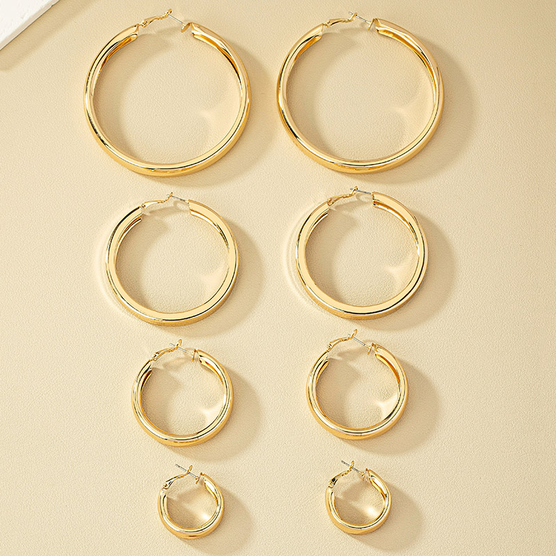 1 Set Nordic Style Simple Style Round Plating Alloy Gold Plated Hoop Earrings display picture 5