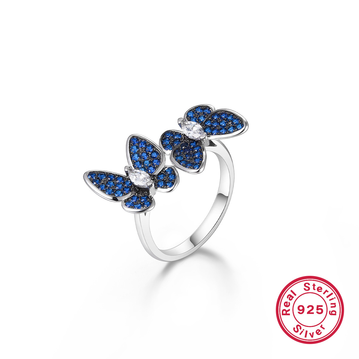 Wholesale Jewelry Elegant Simple Style Butterfly Sterling Silver Zircon White Gold Plated Plating Inlay Rings Earrings Necklace display picture 13