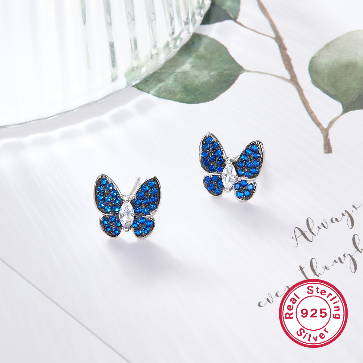 Wholesale Jewelry Elegant Simple Style Butterfly Sterling Silver Zircon White Gold Plated Plating Inlay Rings Earrings Necklace display picture 37