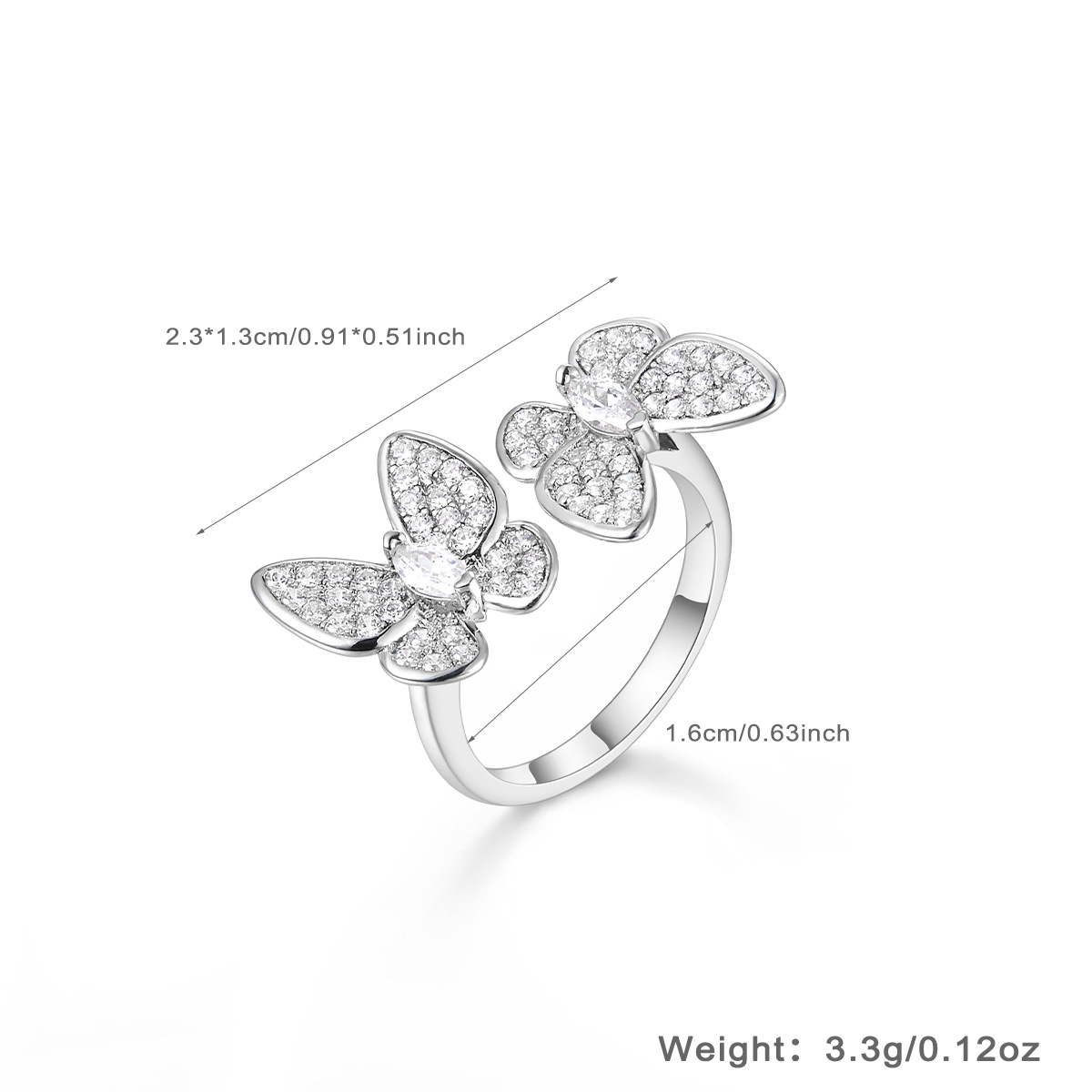 Wholesale Jewelry Elegant Simple Style Butterfly Sterling Silver Zircon White Gold Plated Plating Inlay Rings Earrings Necklace display picture 47