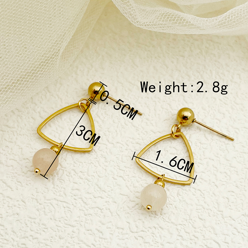 1 Pair Elegant Vintage Style Sweet Triangle Plating 304 Stainless Steel Crystal Gold Plated Drop Earrings display picture 3