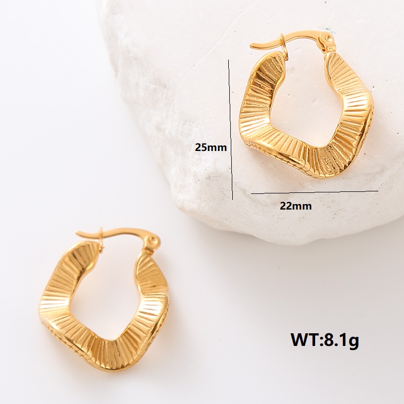 1 Pair Simple Style Solid Color Plating 304 Stainless Steel 18K Gold Plated Ear Studs display picture 4