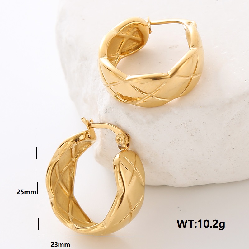 1 Pair Simple Style Solid Color Plating 304 Stainless Steel 18K Gold Plated Ear Studs display picture 5