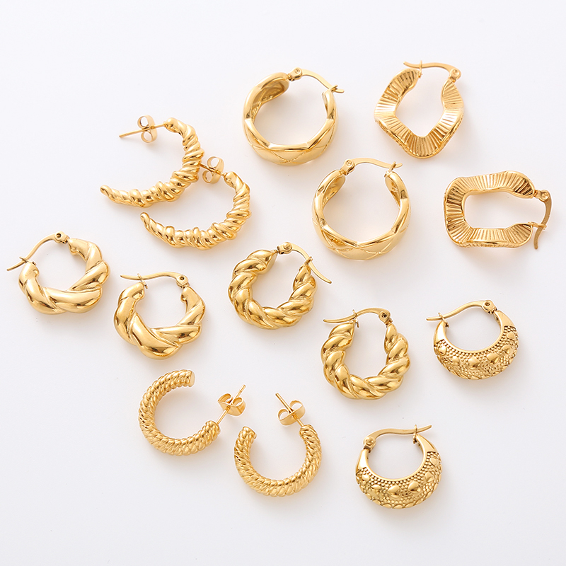1 Pair Simple Style Solid Color Plating 304 Stainless Steel 18K Gold Plated Ear Studs display picture 10
