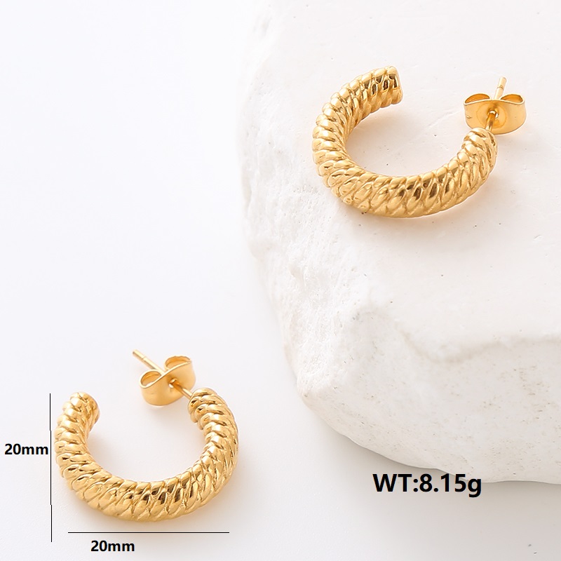 1 Pair Simple Style Solid Color Plating 304 Stainless Steel 18K Gold Plated Ear Studs display picture 2