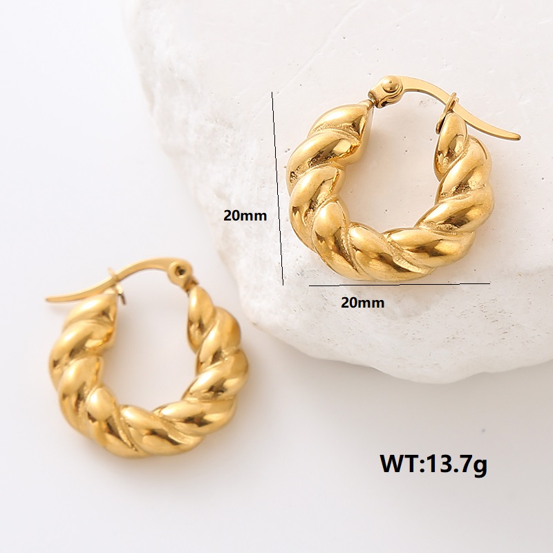 1 Pair Simple Style Solid Color Plating 304 Stainless Steel 18K Gold Plated Ear Studs display picture 1