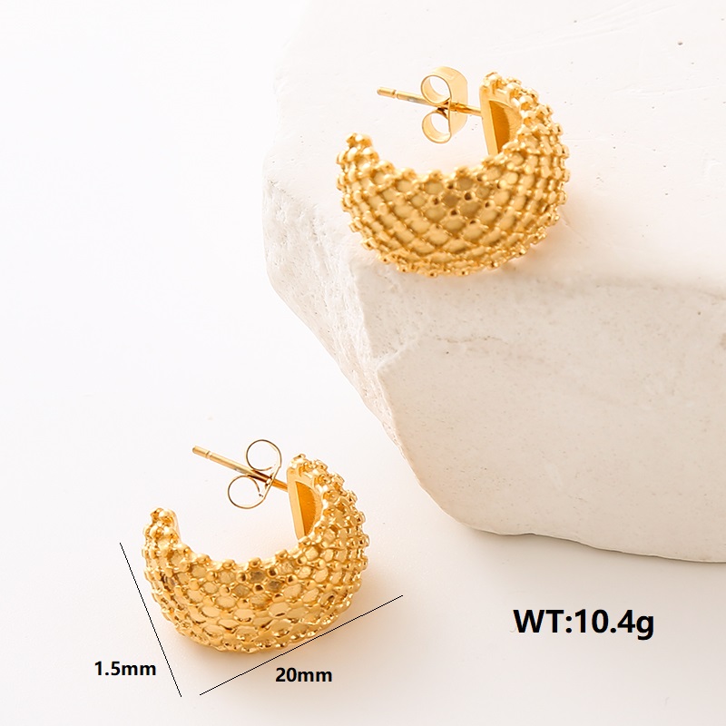 1 Pair Simple Style Commute Solid Color Plating 304 Stainless Steel 18K Gold Plated Ear Studs display picture 3