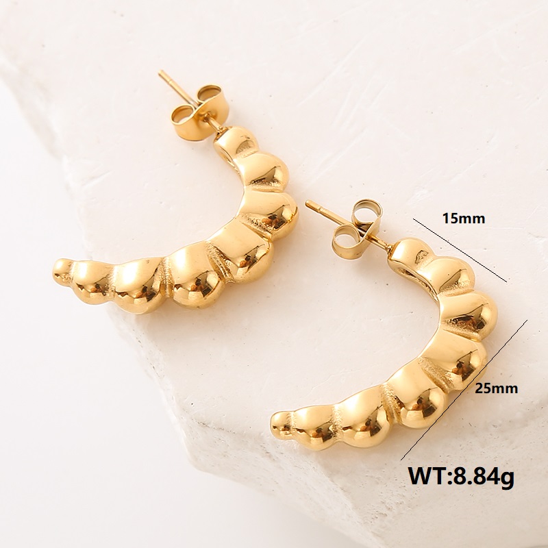 1 Pair Simple Style Solid Color Plating 304 Stainless Steel 18K Gold Plated Ear Studs display picture 4