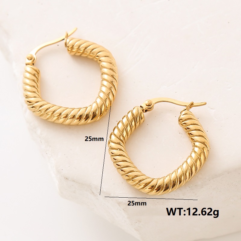 1 Pair Simple Style Solid Color Plating 304 Stainless Steel 18K Gold Plated Ear Studs display picture 7