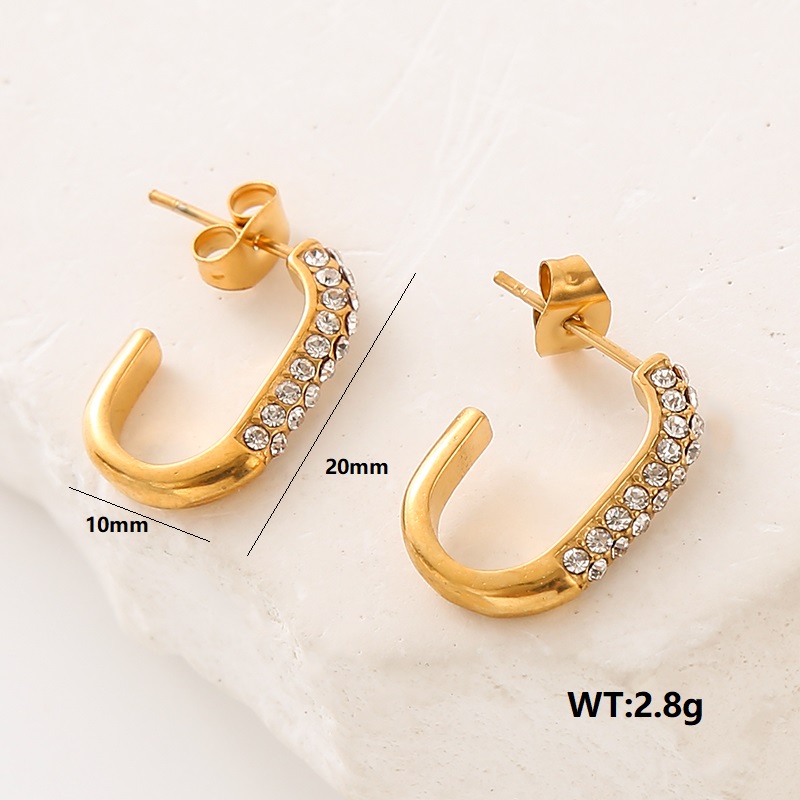 1 Pair Streetwear Paw Print Plating Inlay Stainless Steel Artificial Pearls Artificial Diamond 24k Gold Plated Ear Studs display picture 7