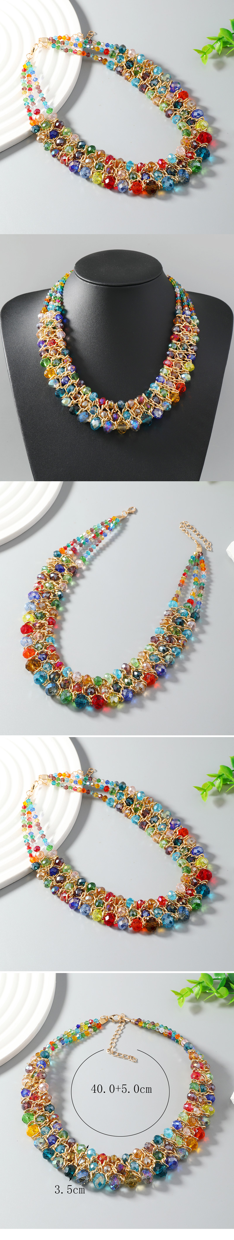 Vacation Colorful Alloy Glass Handmade Women's Layered Necklaces display picture 1