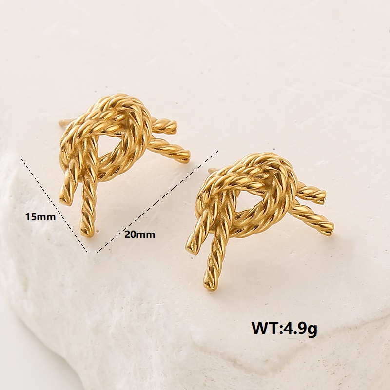 1 Pair Simple Style Classic Style Solid Color Plating 304 Stainless Steel 18K Gold Plated Ear Studs display picture 7