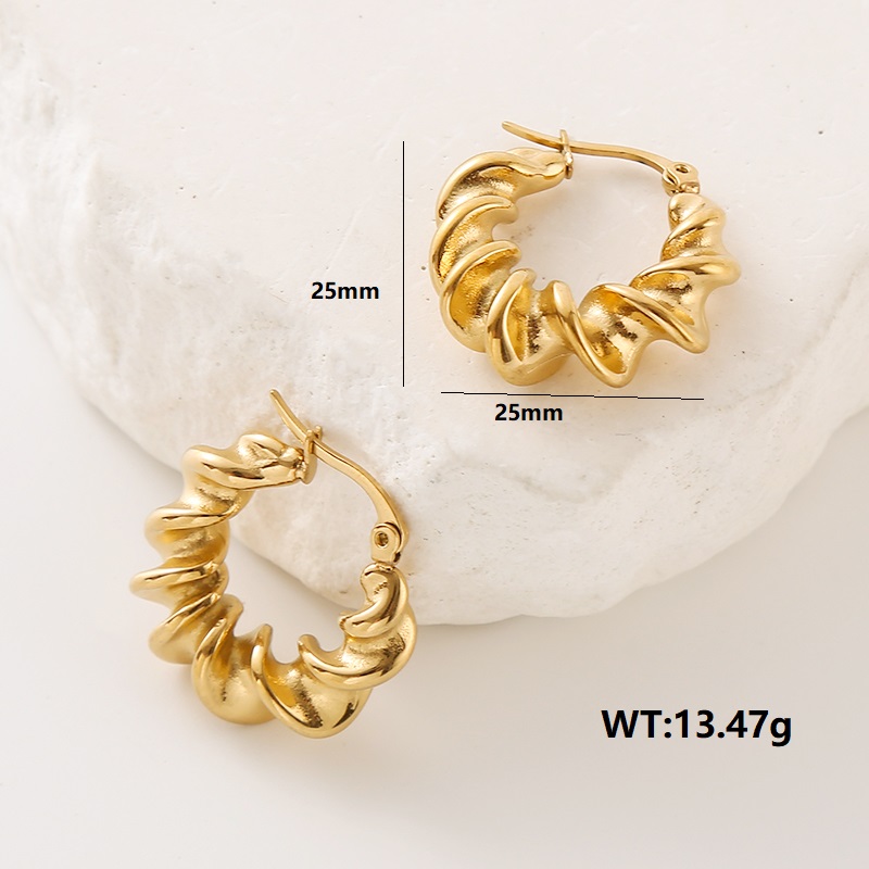 1 Pair Simple Style Classic Style Solid Color Plating 304 Stainless Steel 18K Gold Plated Ear Studs display picture 6