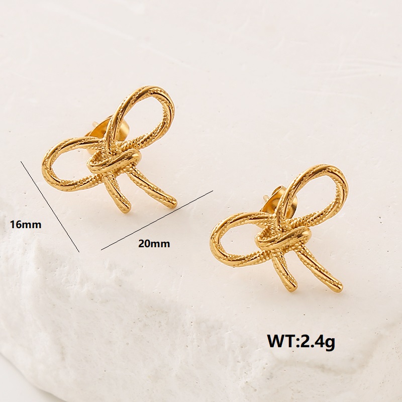 1 Pair Simple Style Classic Style Solid Color Plating 304 Stainless Steel 18K Gold Plated Ear Studs display picture 4