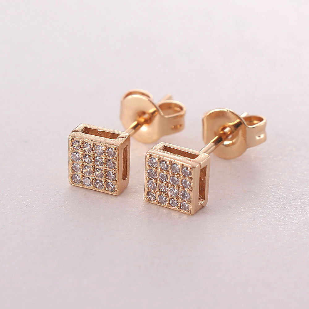 1 Pair Simple Style Round Plating Inlay Copper Zircon Gold Plated Ear Studs display picture 5