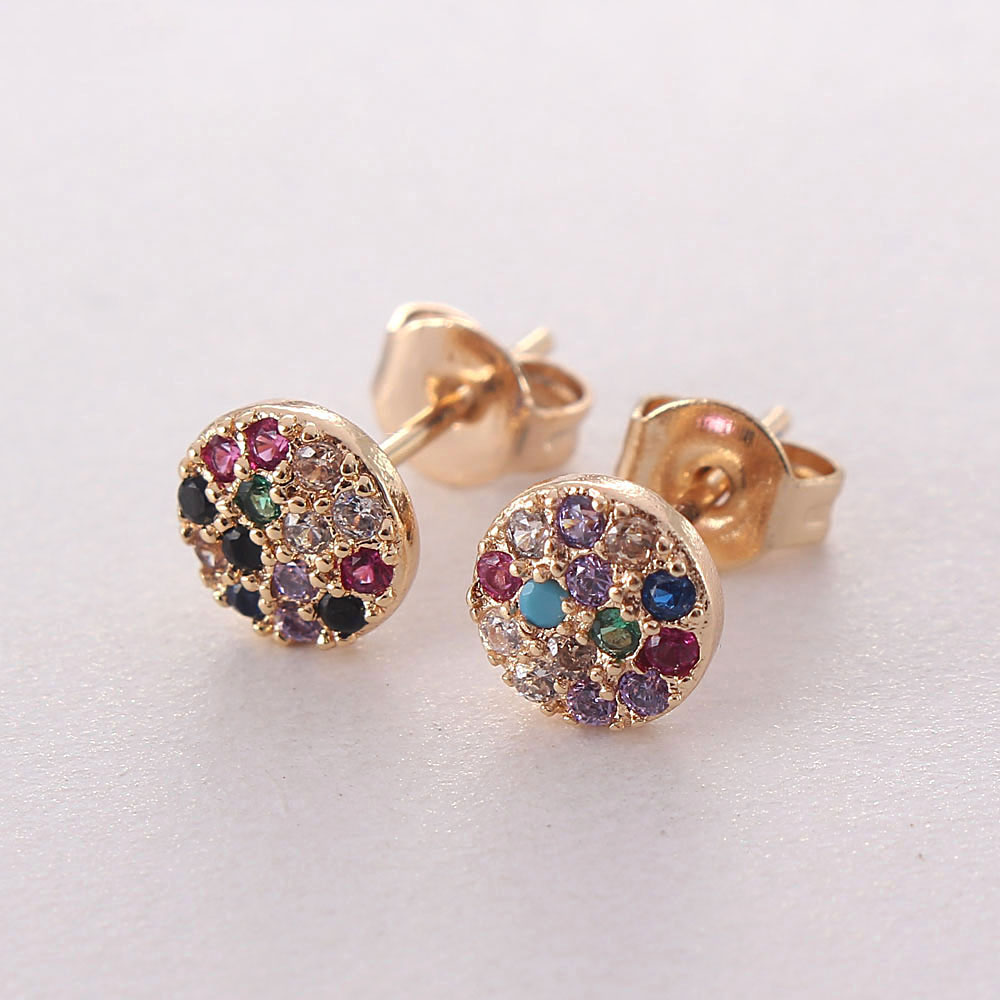 1 Pair Simple Style Round Plating Inlay Copper Zircon Gold Plated Ear Studs display picture 4
