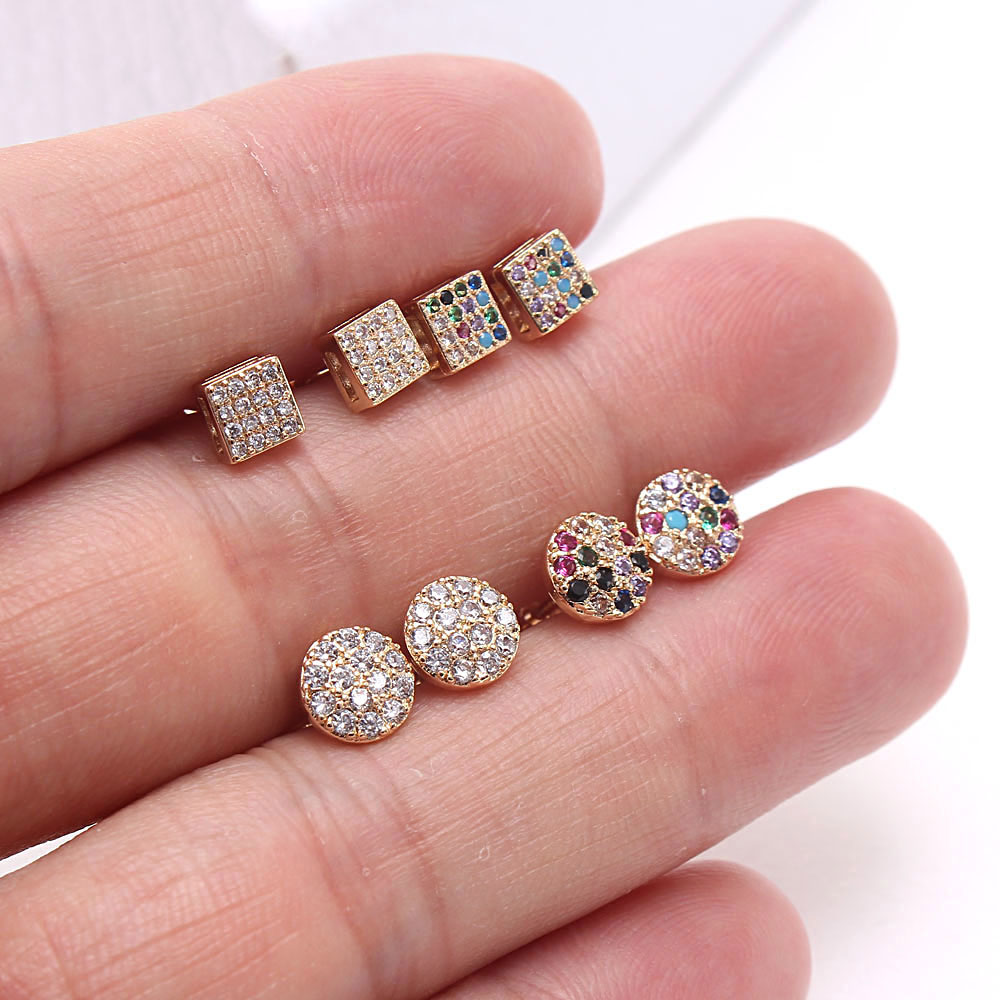 1 Pair Simple Style Round Plating Inlay Copper Zircon Gold Plated Ear Studs display picture 7