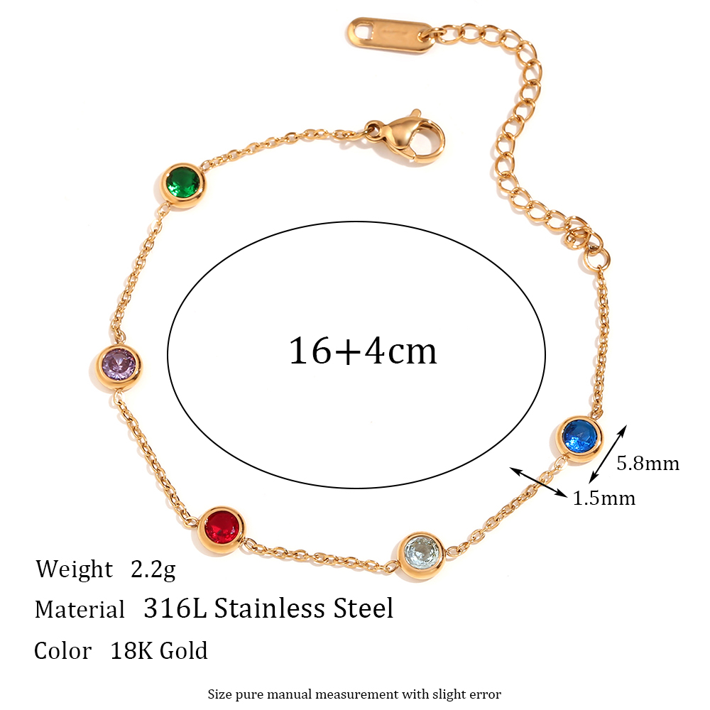 Style Simple Style Classique Rond Acier Inoxydable Plaqué Or 18k Strass Bracelets En Masse display picture 2