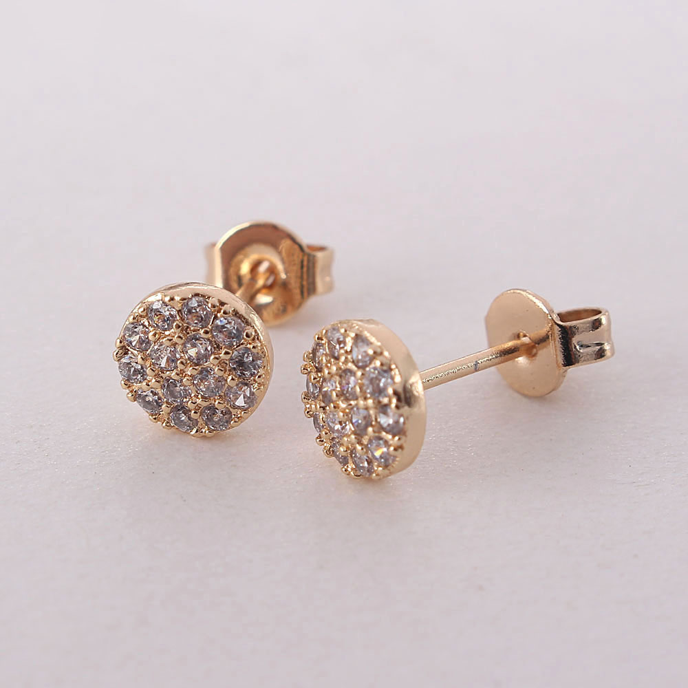 1 Pair Simple Style Round Plating Inlay Copper Zircon Gold Plated Ear Studs display picture 3