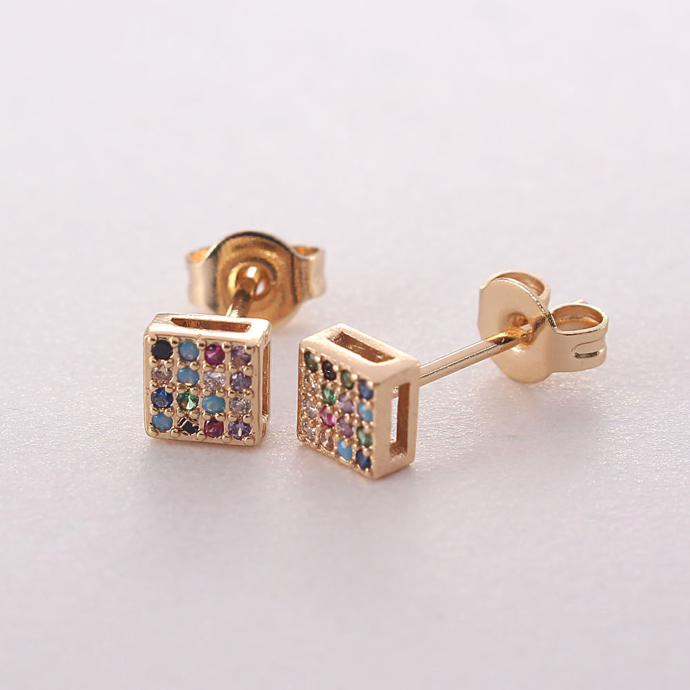 1 Pair Simple Style Round Plating Inlay Copper Zircon Gold Plated Ear Studs display picture 6